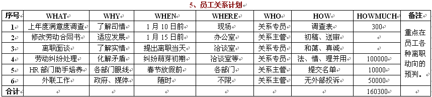 5w2h之年计划