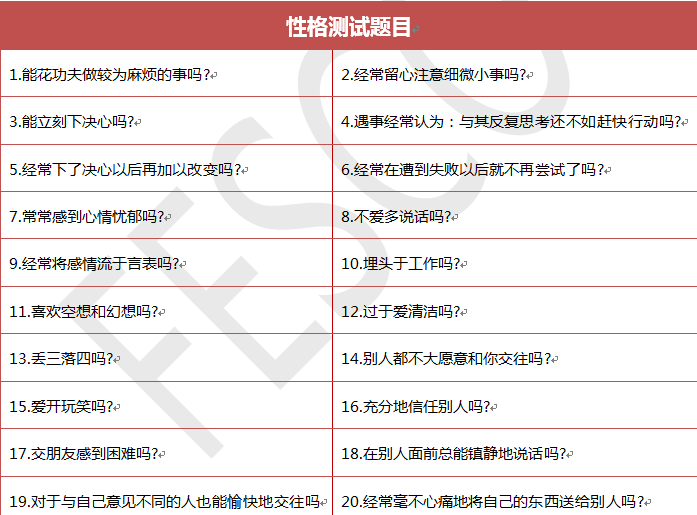 2017笔试性格测试题
