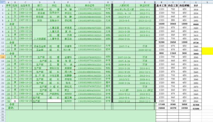 HRQT教你操作EXCEL（三）