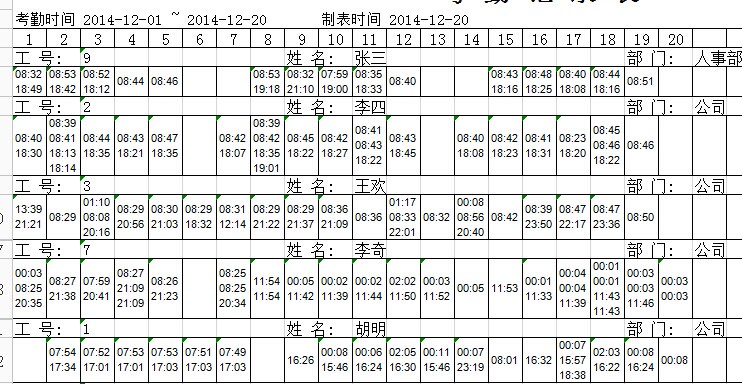 关于考勤统计希望得到各位Excel大师指导，真诚求教！