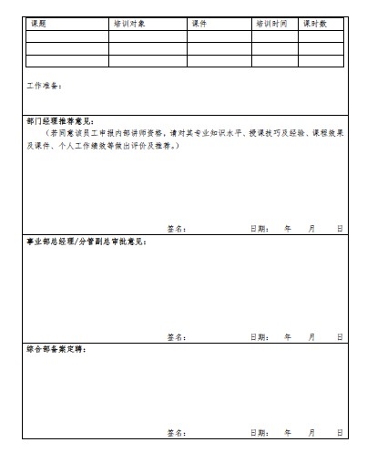 年度培训计划套表