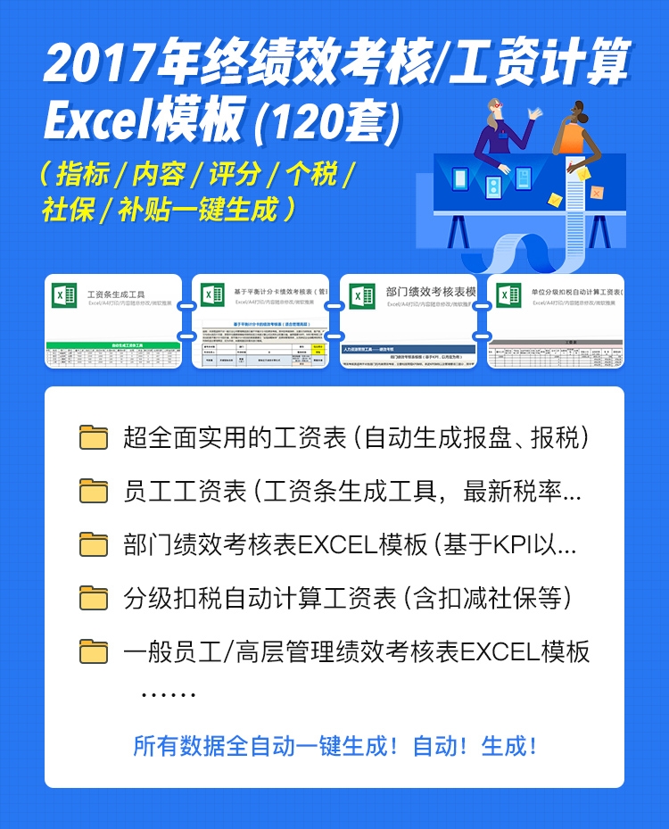 120套【HR必备年终绩效考核+工资计算Excel模板】领取方式