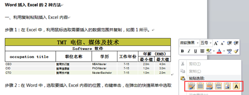 【每天1分钟】Word插入Excel的2种方法