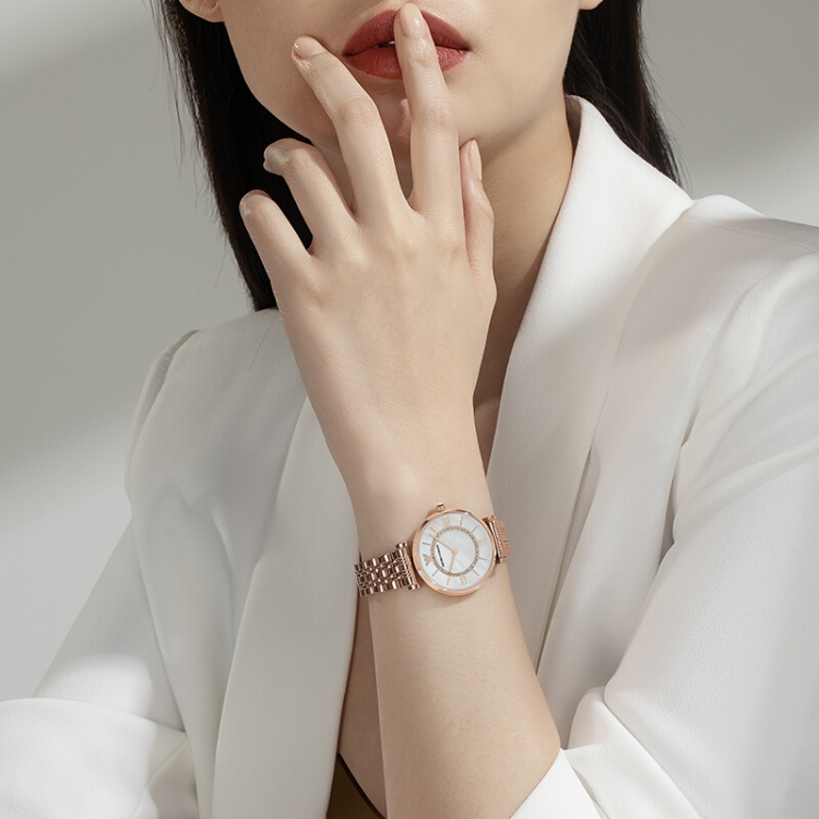 阿玛尼（Emporio Armani）满天星手表 钢质表带女士经典时尚休闲石英腕表AR1909