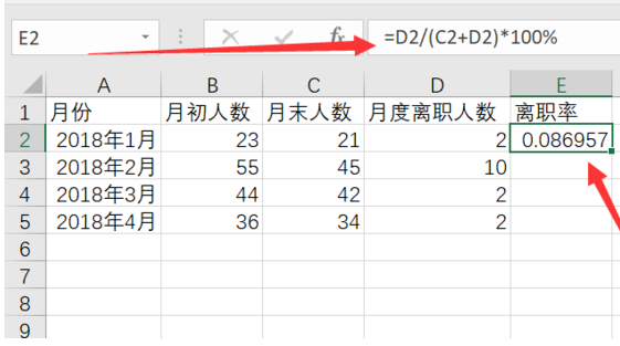 员工离职率excel计算公式大全