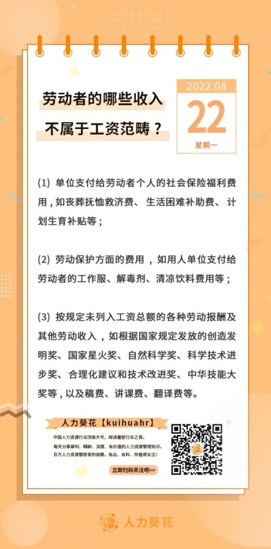 人力葵花, 劳动者的哪些收入不属于工资范畴？