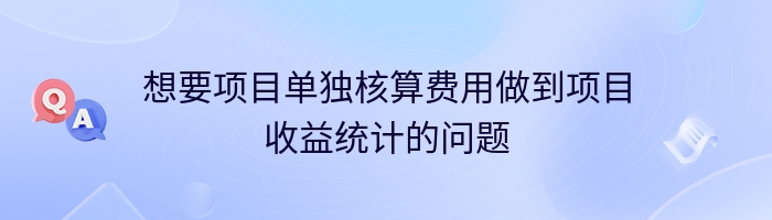 想要项目单独核算费用做到项目收益统计的问题