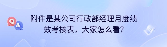 附件是某公司行政部经理月度绩效考核表，大家怎么看？