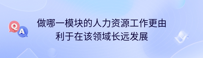 做哪一模块的人力资源工作更由利于在该领域长远发展