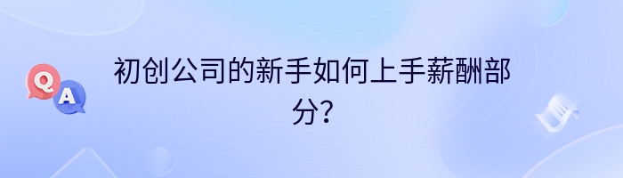 初创公司的新手如何上手薪酬部分？