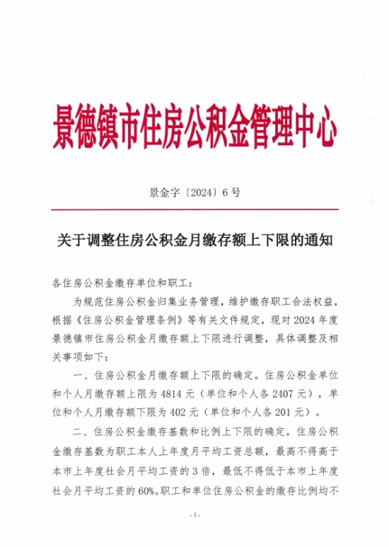 关于调整住房公积金月缴存额上下限的通知　　　