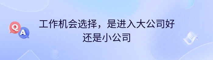 工作机会选择，是进入大公司好还是小公司