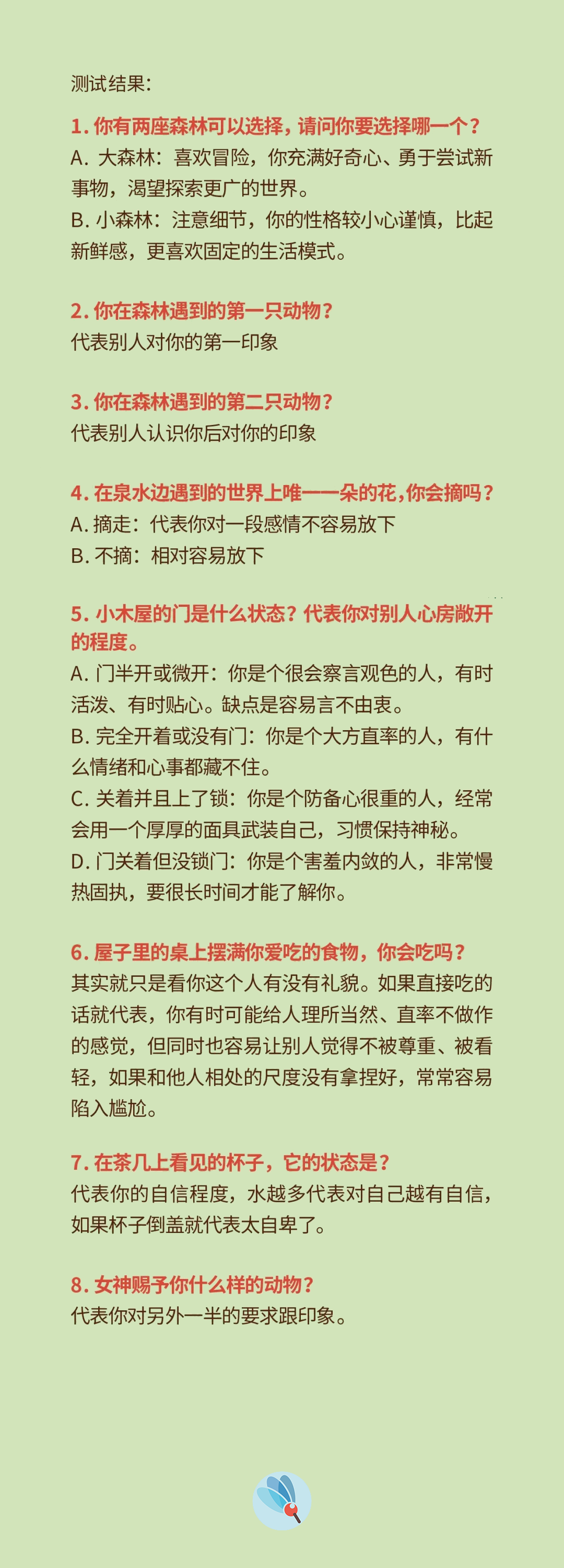 森林小木屋花动物测真实个性