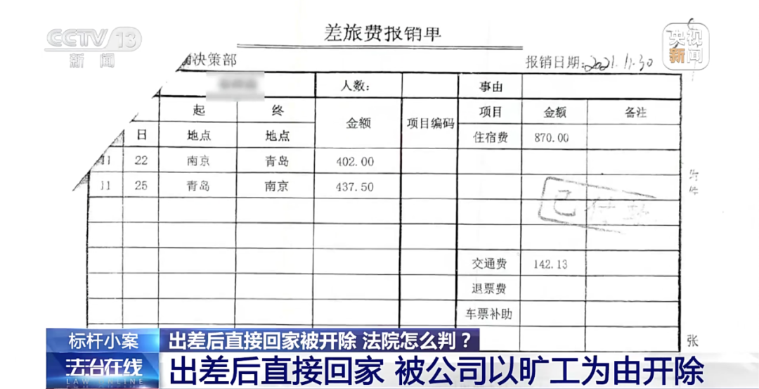 【典型案例】员工出差归来直接回家，被算旷工遭开除！法院这样判