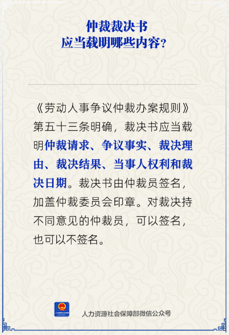 仲裁裁决书应当载明哪些内容？