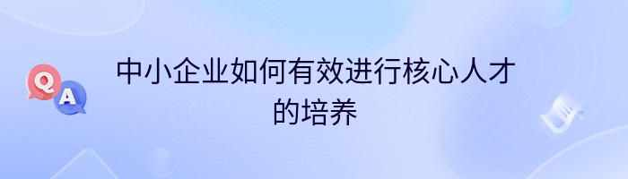 中小企业如何有效进行核心人才的培养