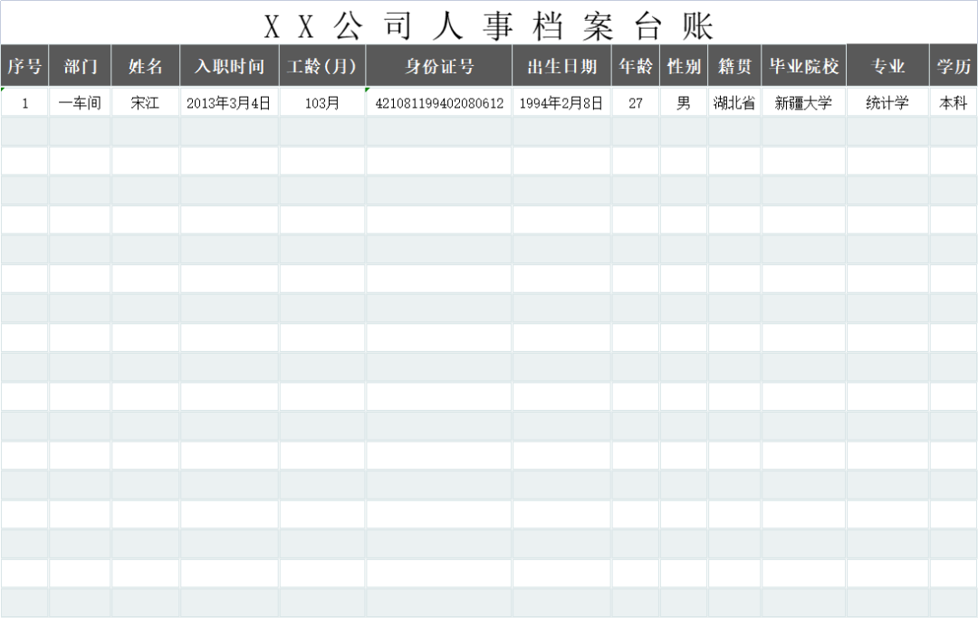 员工档案及花名册管理（全自动excel模板）