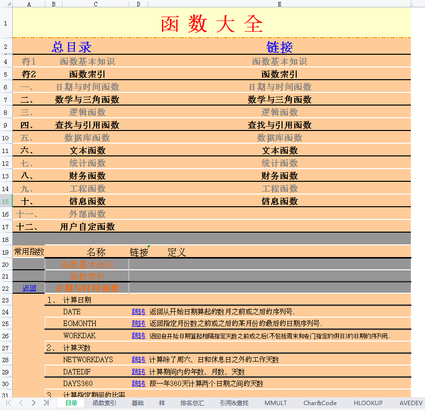 Excel函数应用500例（逻辑函数/财务函数/统计函数等）
